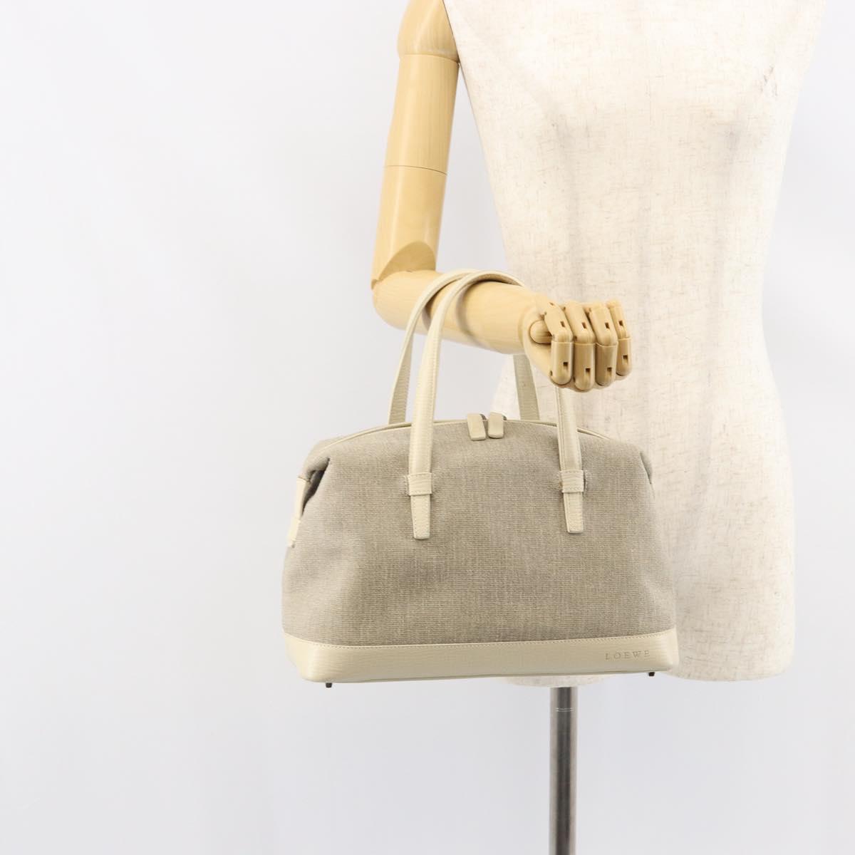 LOEWE Hand Bag Canvas Gray Auth 149622