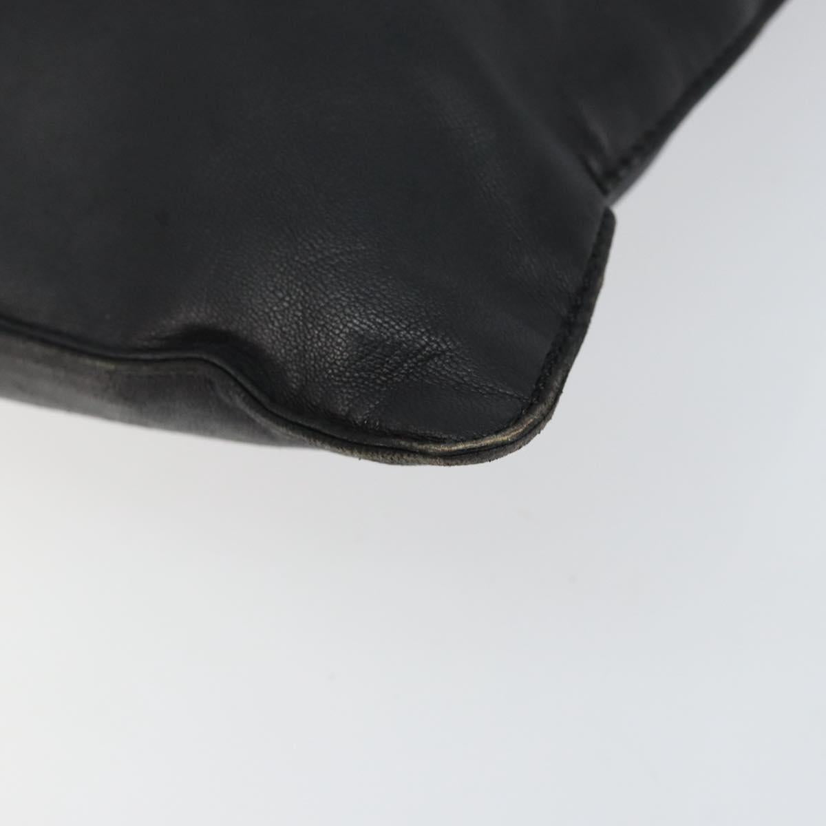 LOEWE Anagram Hand Bag Leather Black Gold Auth 149623