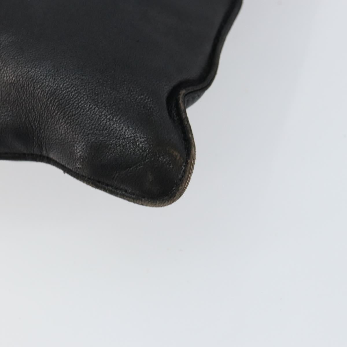 LOEWE Anagram Hand Bag Leather Black Gold Auth 149623