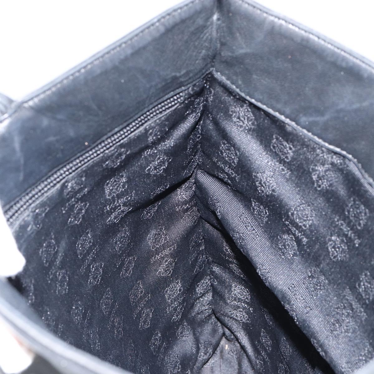 LOEWE Anagram Hand Bag Leather Black Gold Auth 149623