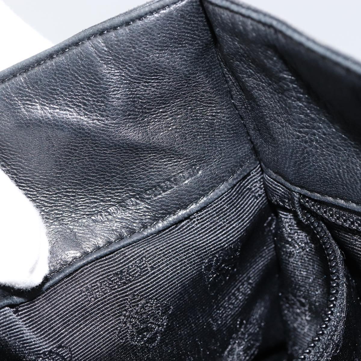 LOEWE Anagram Hand Bag Leather Black Gold Auth 149623