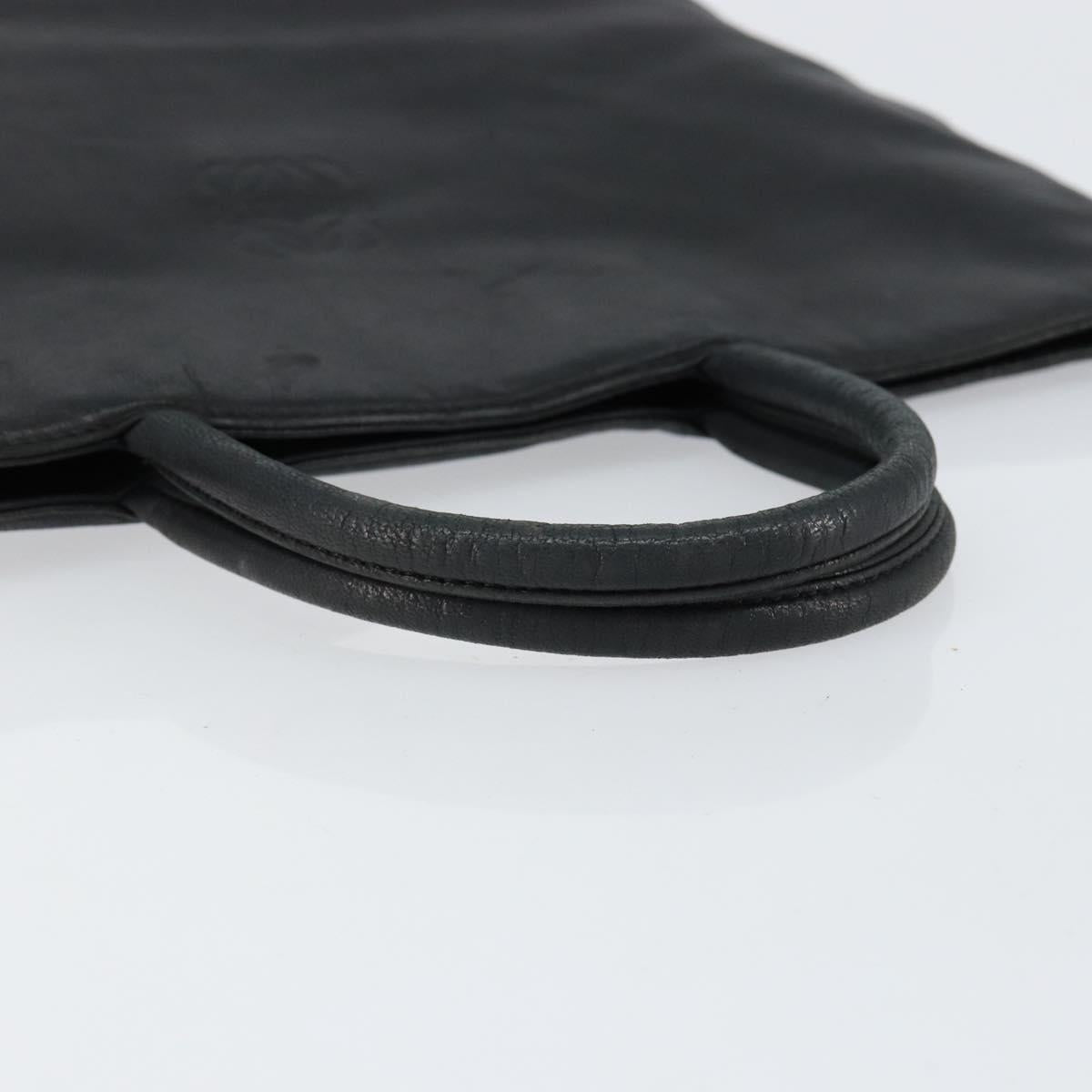 LOEWE Anagram Hand Bag Leather Black Gold Auth 149623