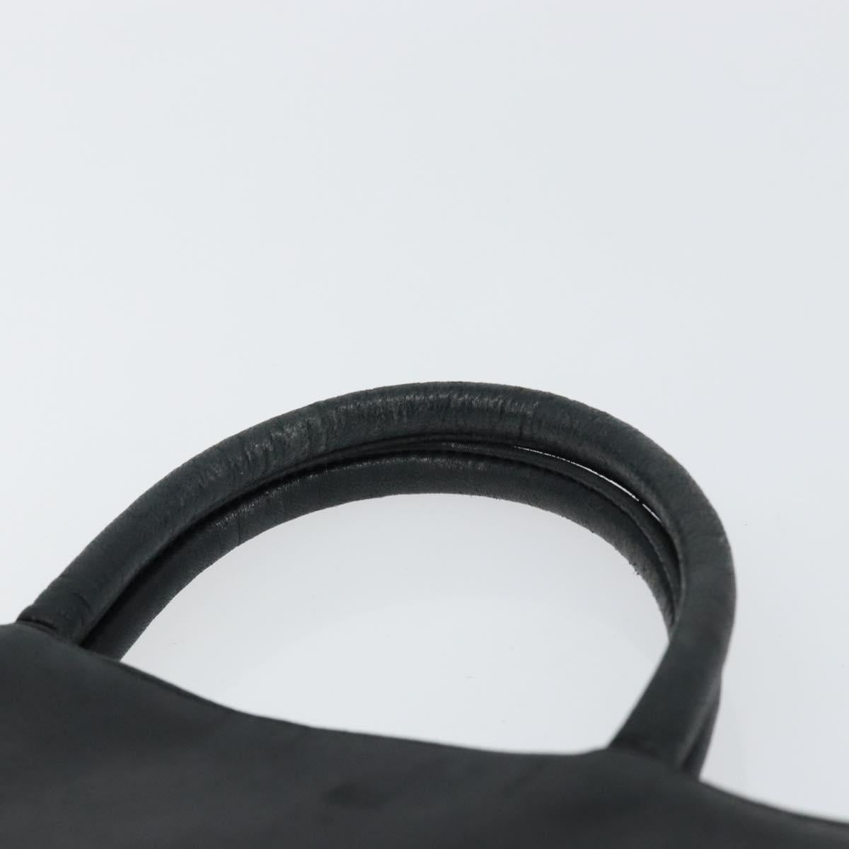 LOEWE Anagram Hand Bag Leather Black Gold Auth 149623