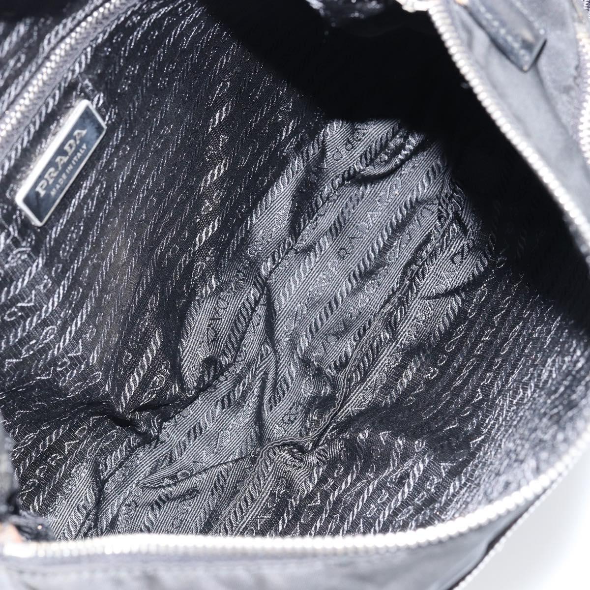 PRADA Shoulder Bag Nylon Black Silver Auth 149624