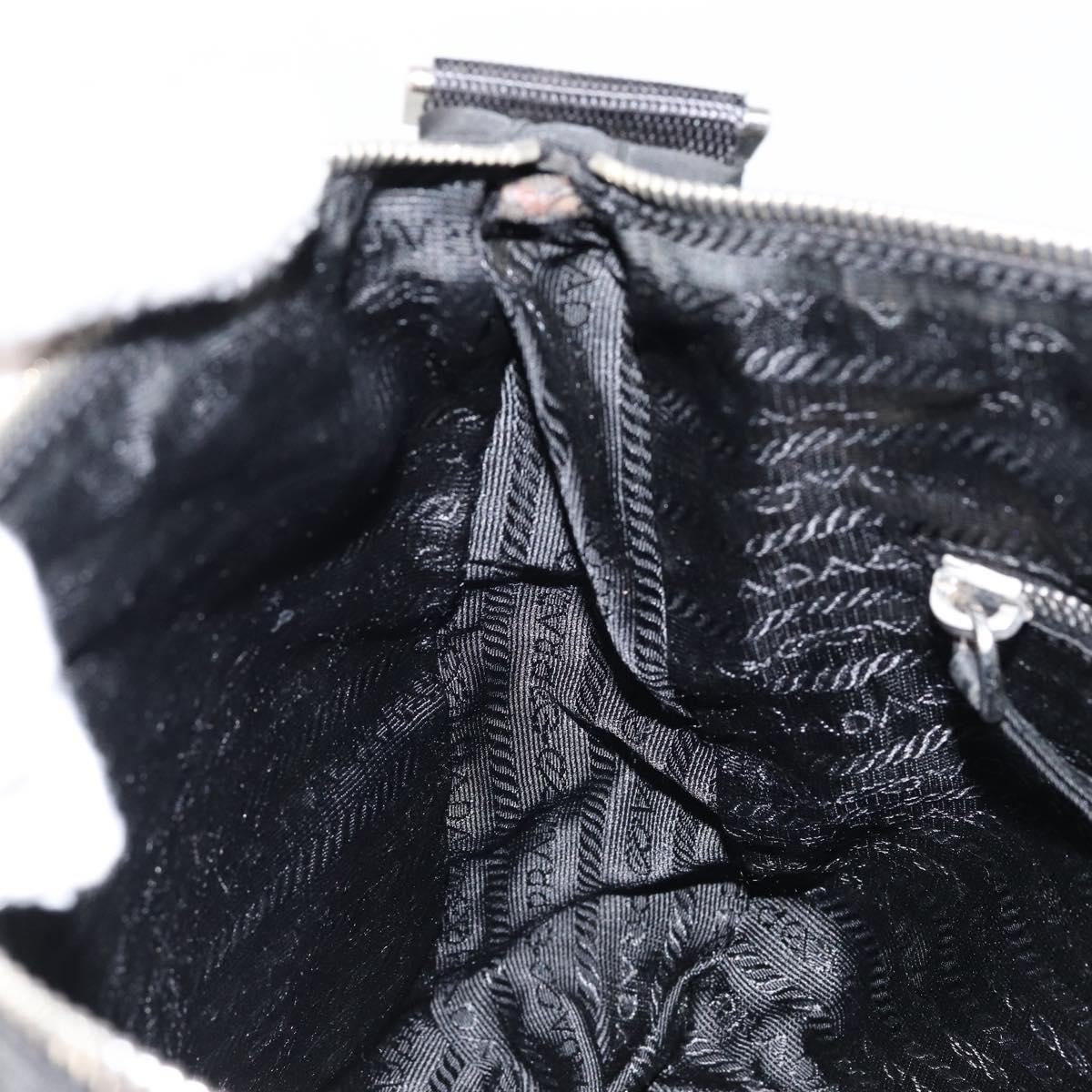 PRADA Shoulder Bag Nylon Black Silver Auth 149624