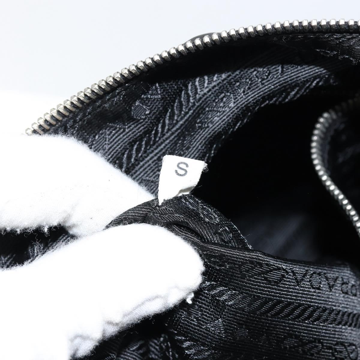 PRADA Shoulder Bag Nylon Black Silver Auth 149624
