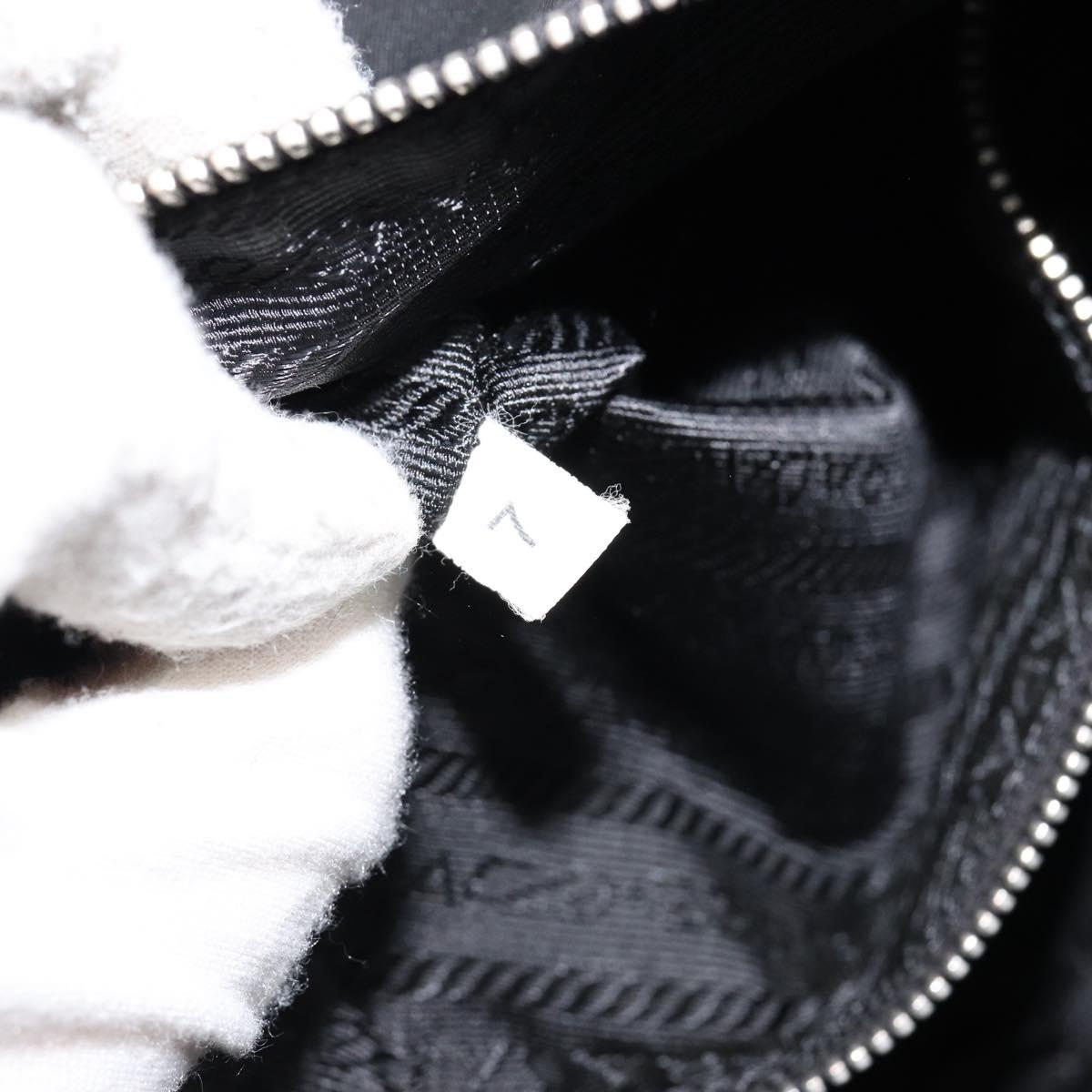 PRADA Shoulder Bag Nylon Black Silver Auth 149624