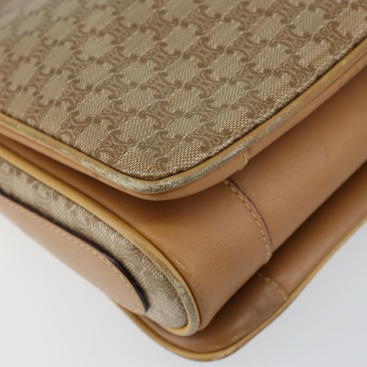 CELINE Macadam Canvas Shoulder Bag PVC Beige Gold Auth 149632