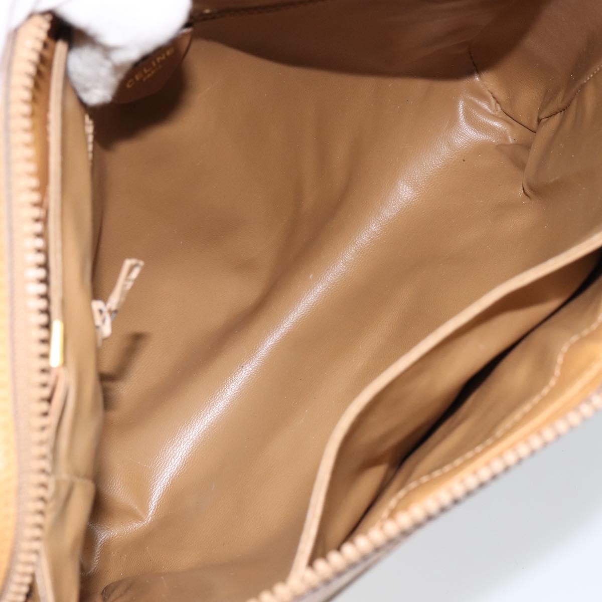 CELINE Macadam Canvas Shoulder Bag PVC Beige Gold Auth 149632