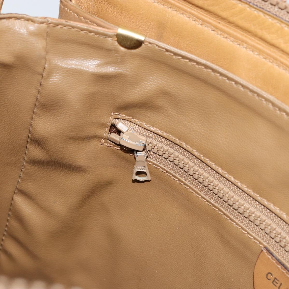 CELINE Macadam Canvas Shoulder Bag PVC Beige Gold Auth 149632