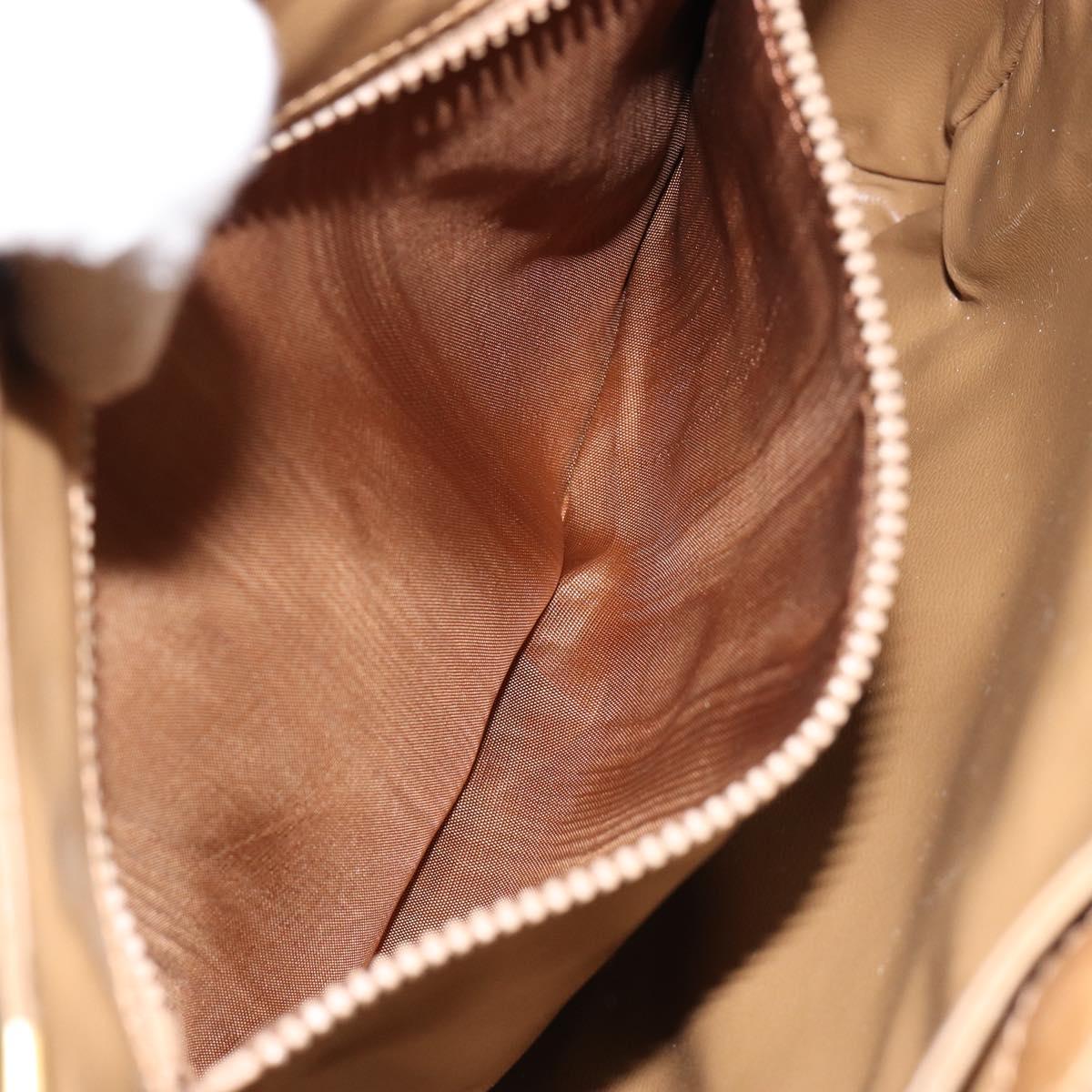 CELINE Macadam Canvas Shoulder Bag PVC Beige Gold Auth 149632