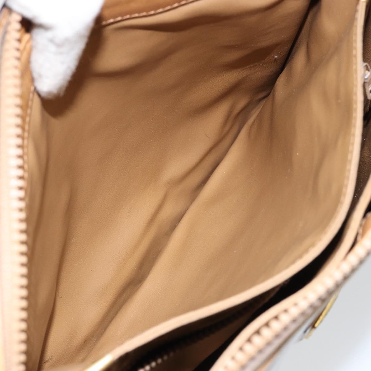 CELINE Macadam Canvas Shoulder Bag PVC Beige Gold Auth 149632