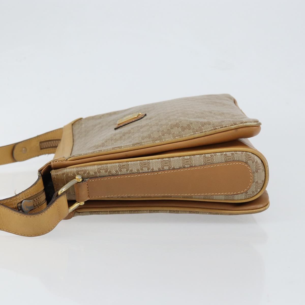 CELINE Macadam Canvas Shoulder Bag PVC Beige Gold Auth 149632