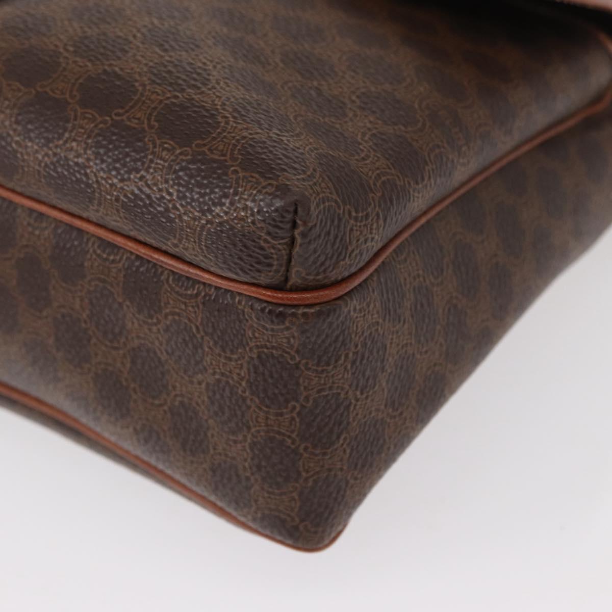 CELINE Macadam Canvas Shoulder Bag PVC Leather Brown Gold Auth 149636