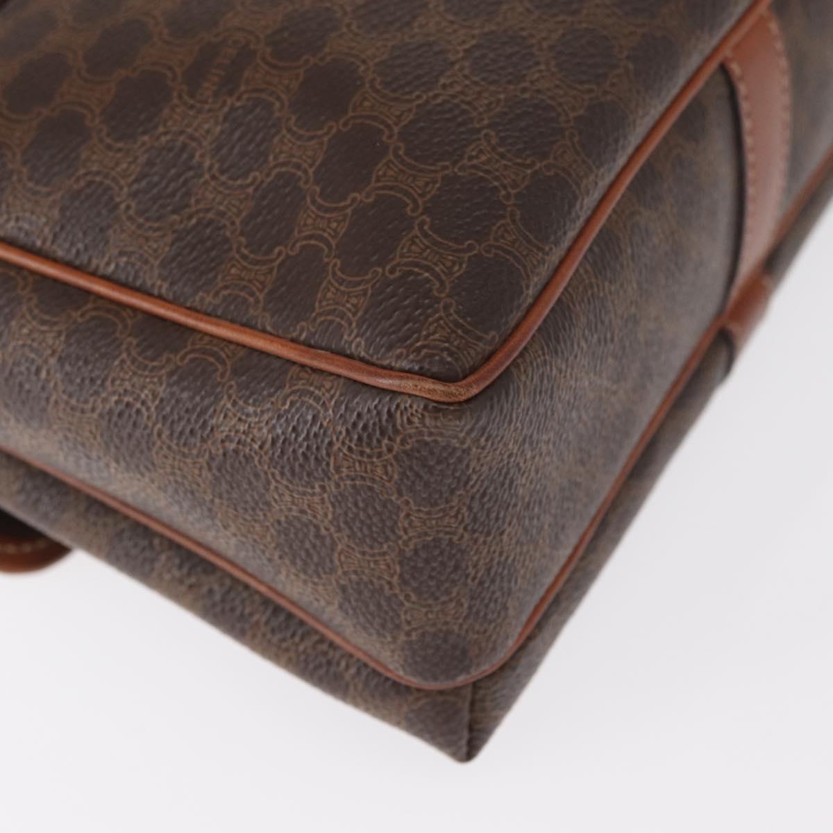 CELINE Macadam Canvas Shoulder Bag PVC Leather Brown Gold Auth 149636