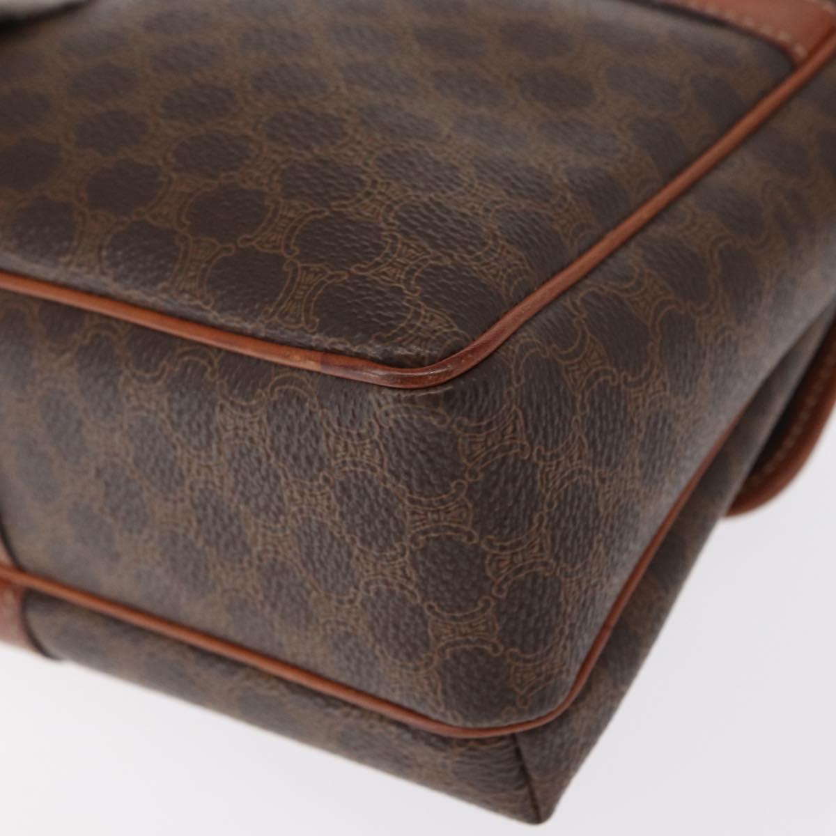 CELINE Macadam Canvas Shoulder Bag PVC Leather Brown Gold Auth 149636