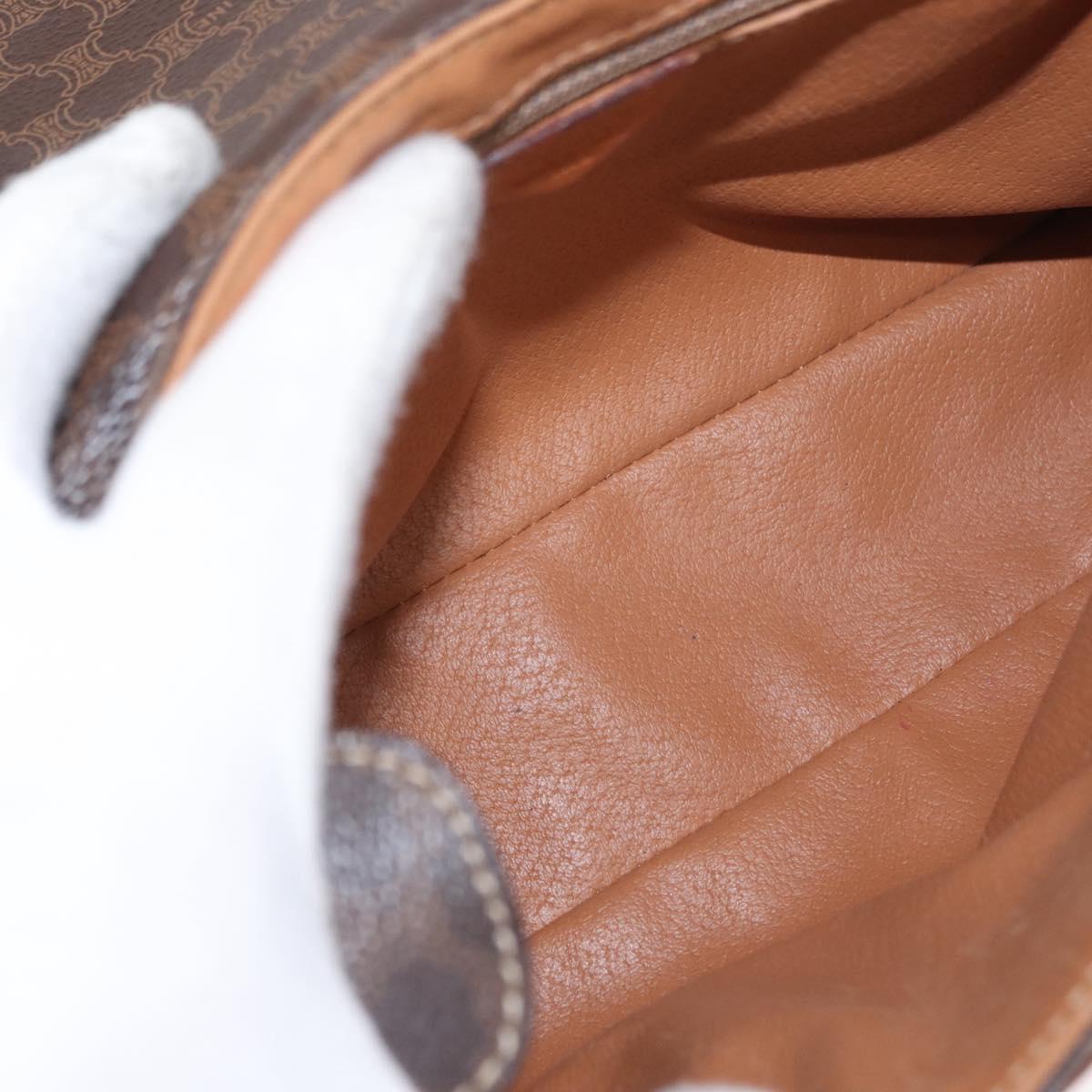 CELINE Macadam Canvas Shoulder Bag PVC Leather Brown Gold Auth 149636