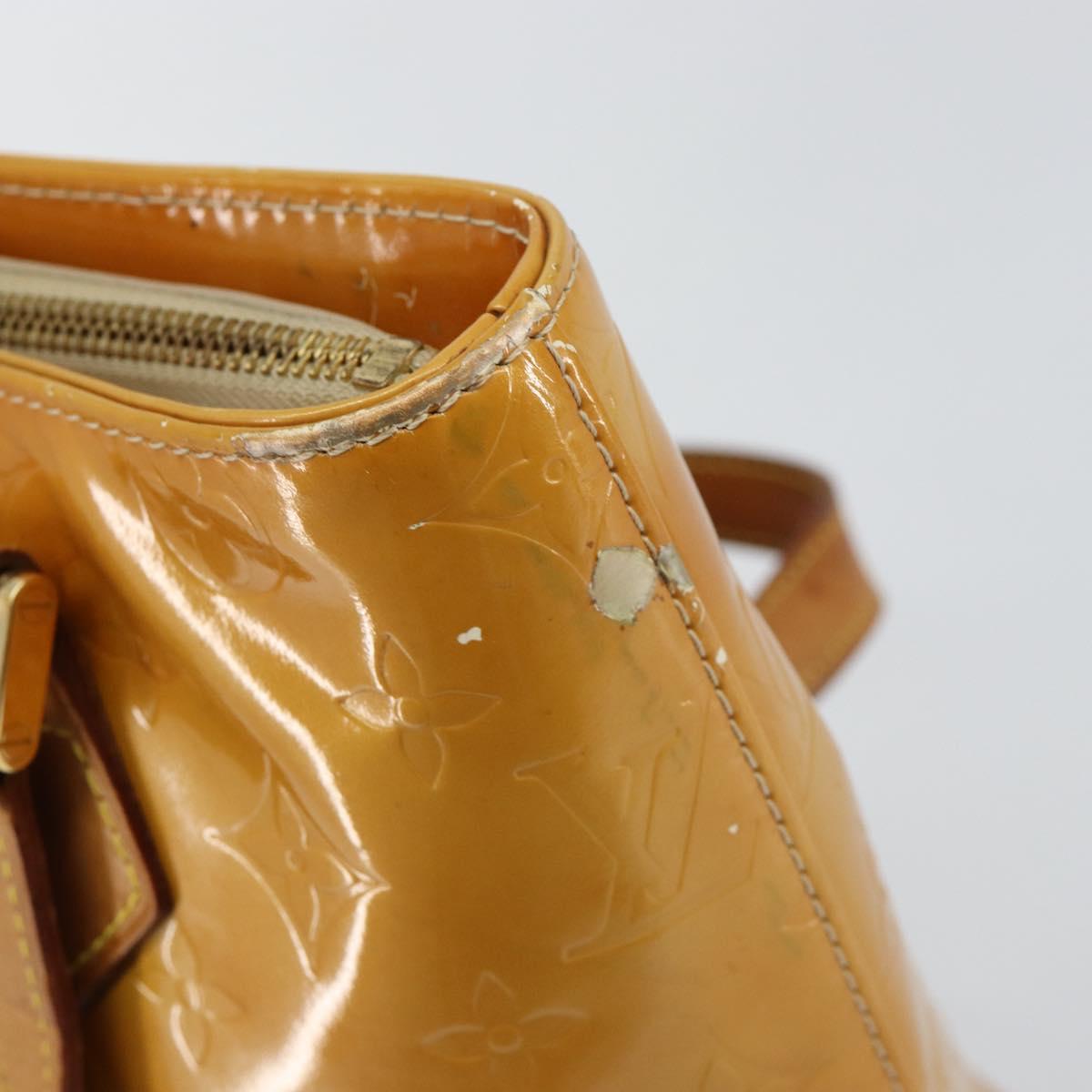 LOUIS VUITTON Monogram Vernis Houston Hand Bag Beige M91004 LV Auth 149638