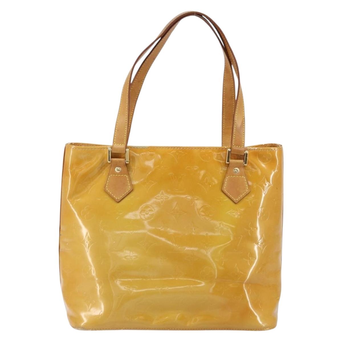 LOUIS VUITTON Monogram Vernis Houston Hand Bag Beige M91004 LV Auth 149638