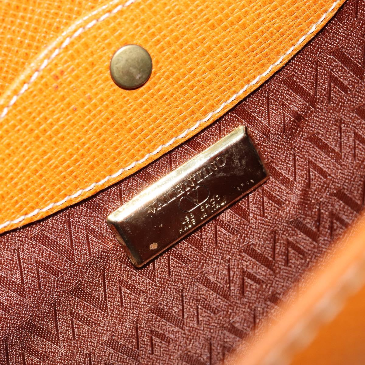 VALENTINO Shoulder Bag Leather Brown Gold Auth 149643