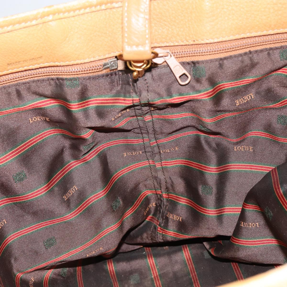 LOEWE Anagram Tote Bag Leather Beige Gold Auth 149645