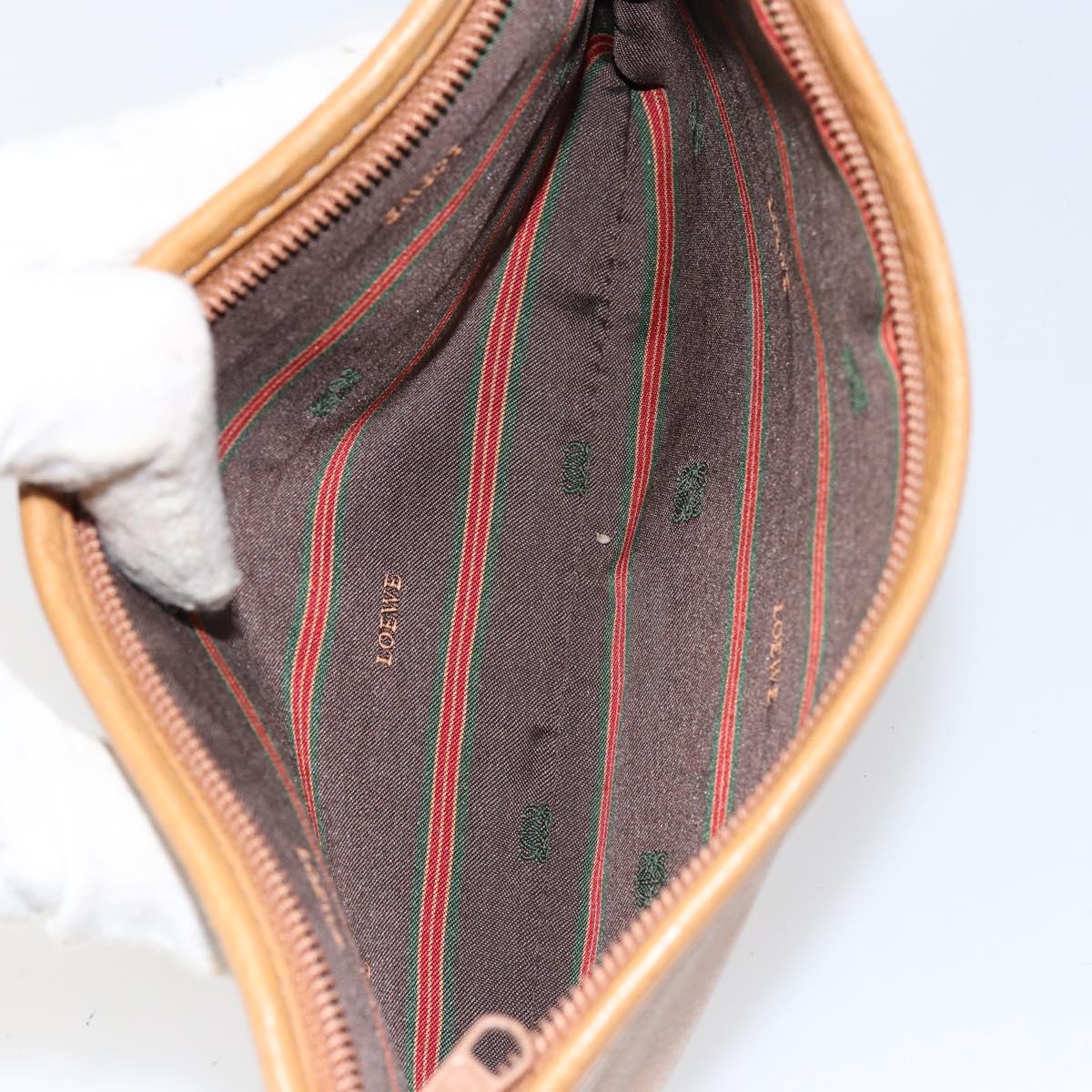 LOEWE Anagram Tote Bag Leather Beige Gold Auth 149645