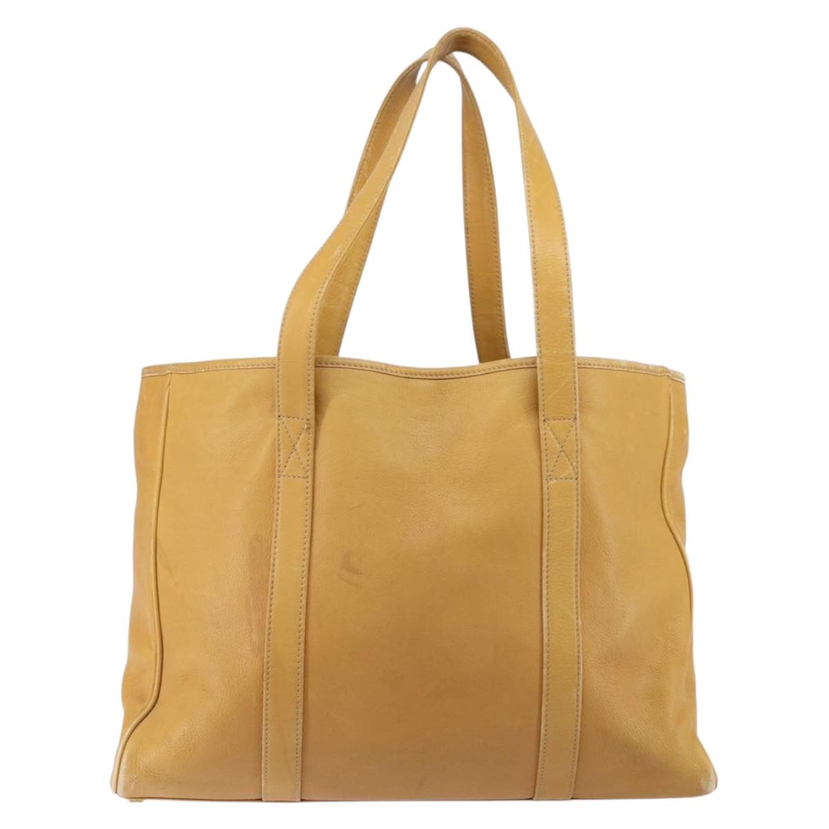LOEWE Anagram Tote Bag Leather Beige Gold Auth 149645