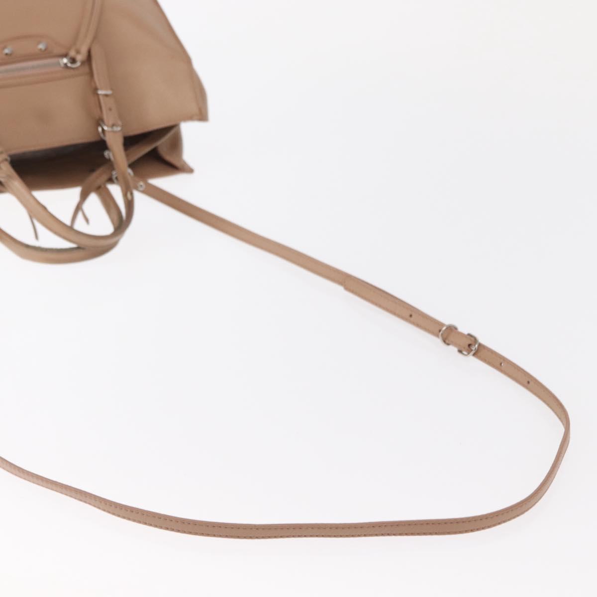 BALENCIAGA The Paper A6 Hand Bag Leather 2way Beige Silver 370926 Auth 149646