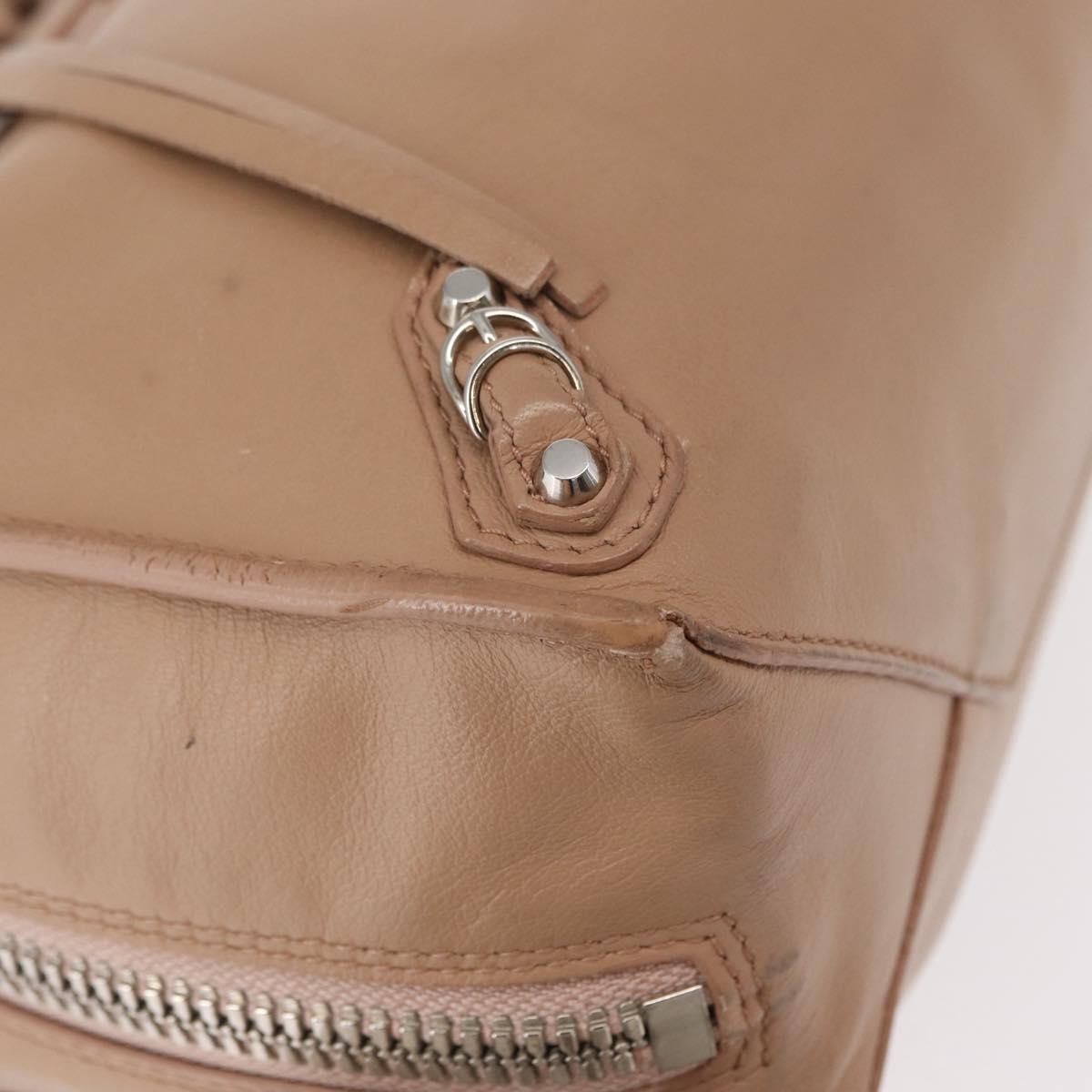 BALENCIAGA The Paper A6 Hand Bag Leather 2way Beige Silver 370926 Auth 149646