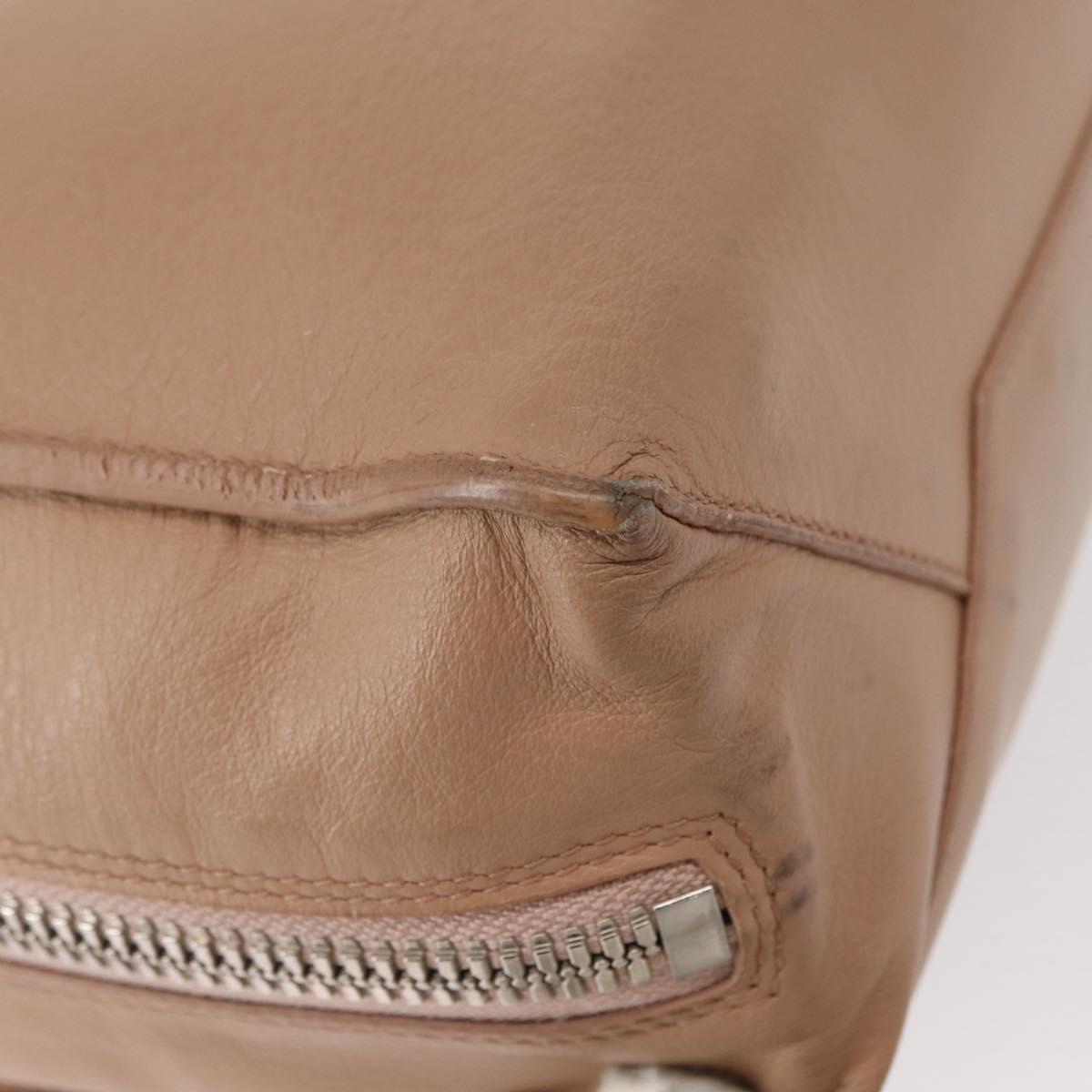 BALENCIAGA The Paper A6 Hand Bag Leather 2way Beige Silver 370926 Auth 149646