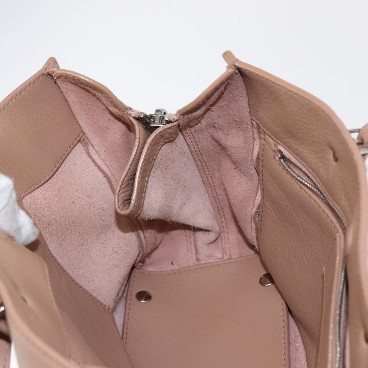 BALENCIAGA The Paper A6 Hand Bag Leather 2way Beige Silver 370926 Auth 149646