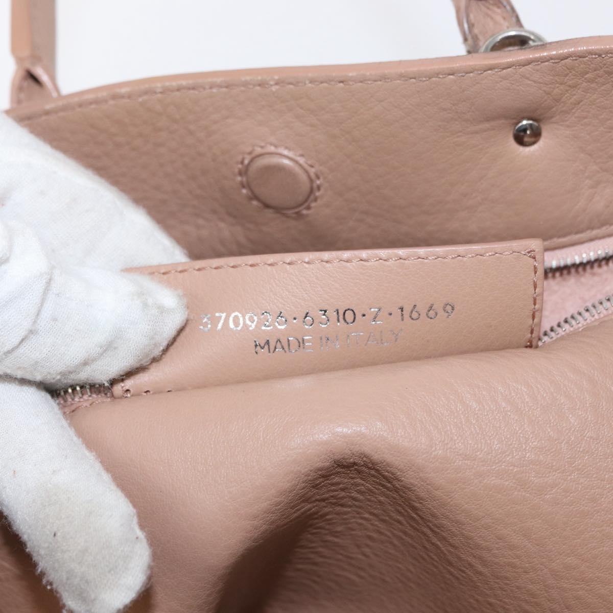 BALENCIAGA The Paper A6 Hand Bag Leather 2way Beige Silver 370926 Auth 149646