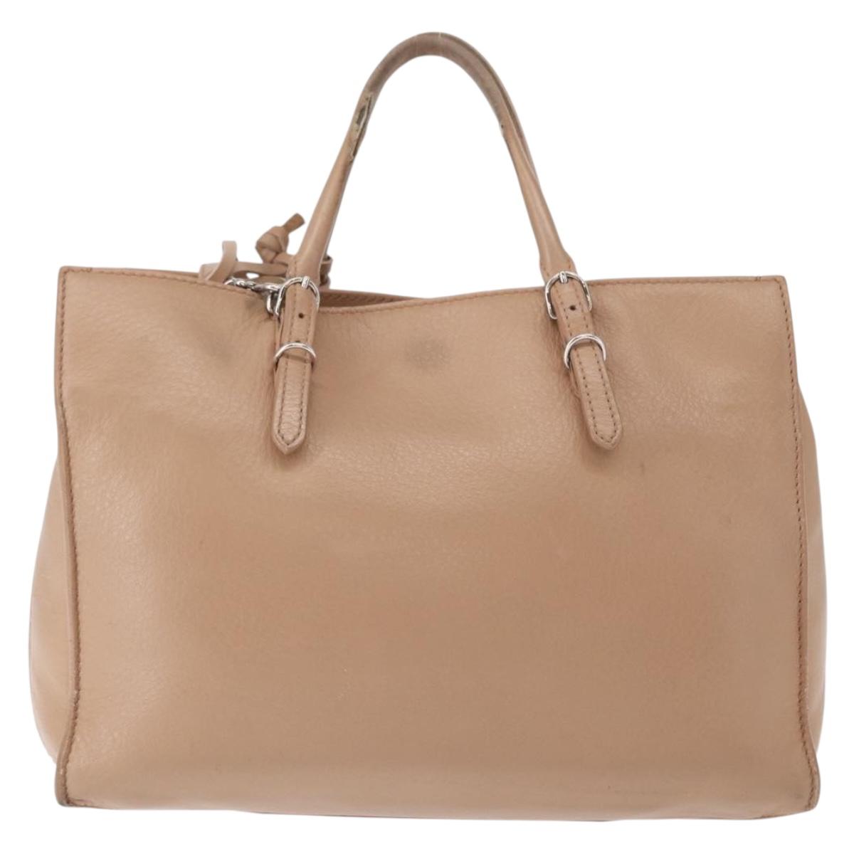 BALENCIAGA The Paper A6 Hand Bag Leather 2way Beige Silver 370926 Auth 149646
