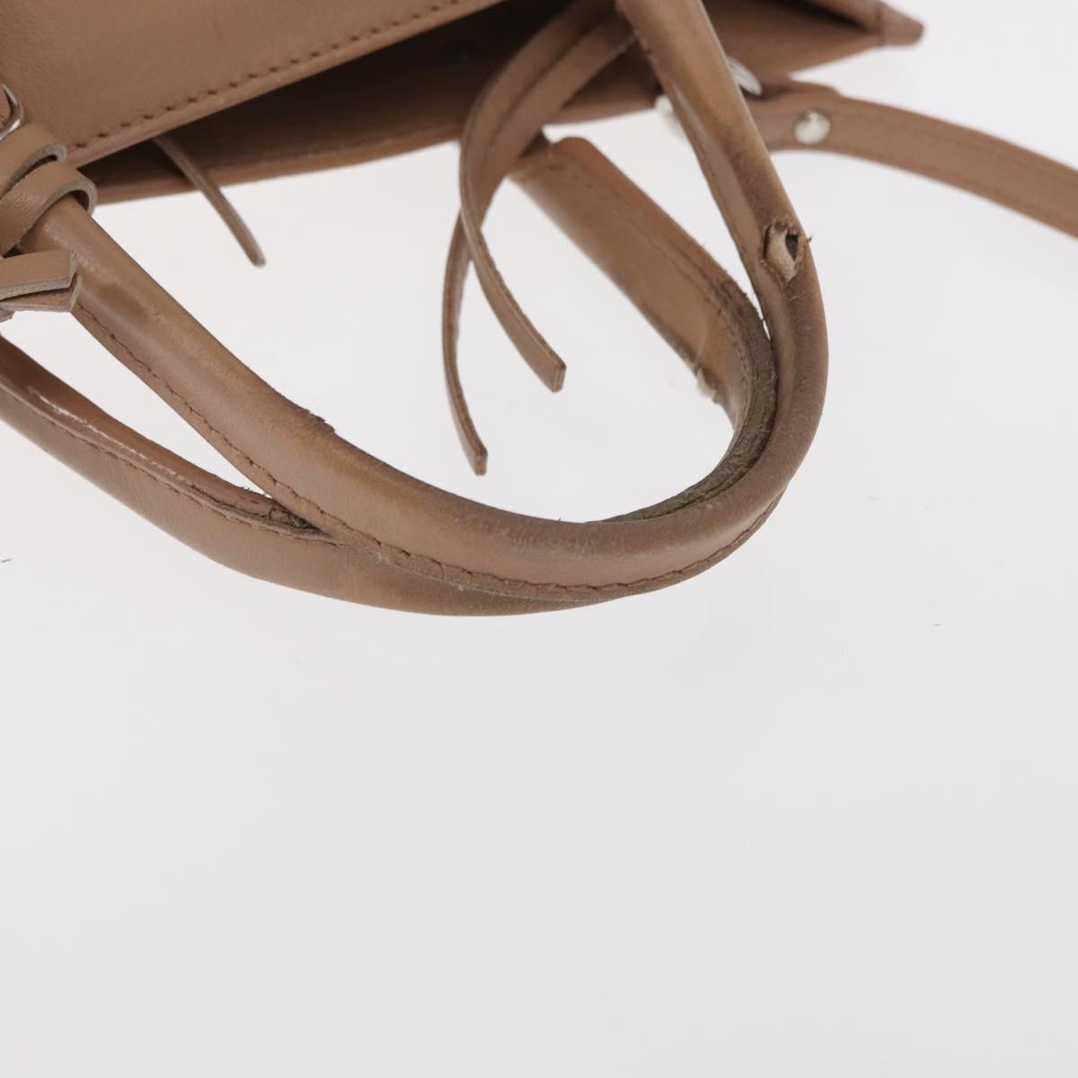 BALENCIAGA The Paper A6 Hand Bag Leather 2way Beige Silver 370926 Auth 149646