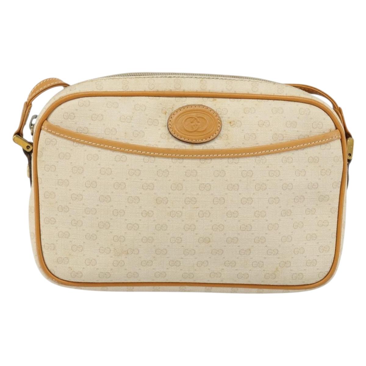 GUCCI Micro GG Supreme Shoulder Bag PVC White Gold 007 113 1943 Auth 149650