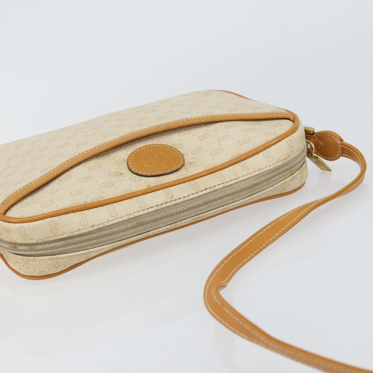 GUCCI Micro GG Supreme Shoulder Bag PVC White Gold 007 113 1943 Auth 149650