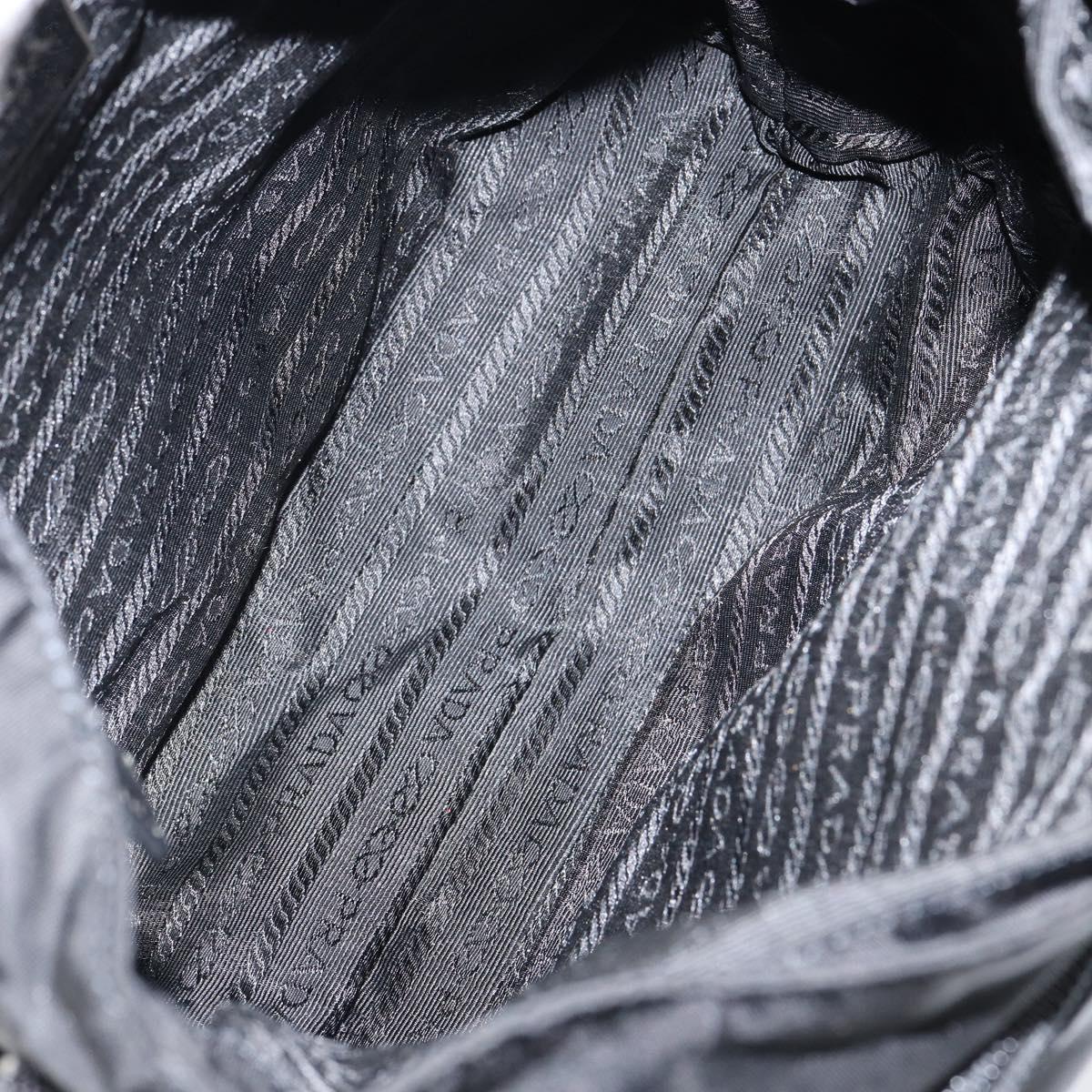 PRADA Shoulder Bag Nylon Black Silver Auth 149653