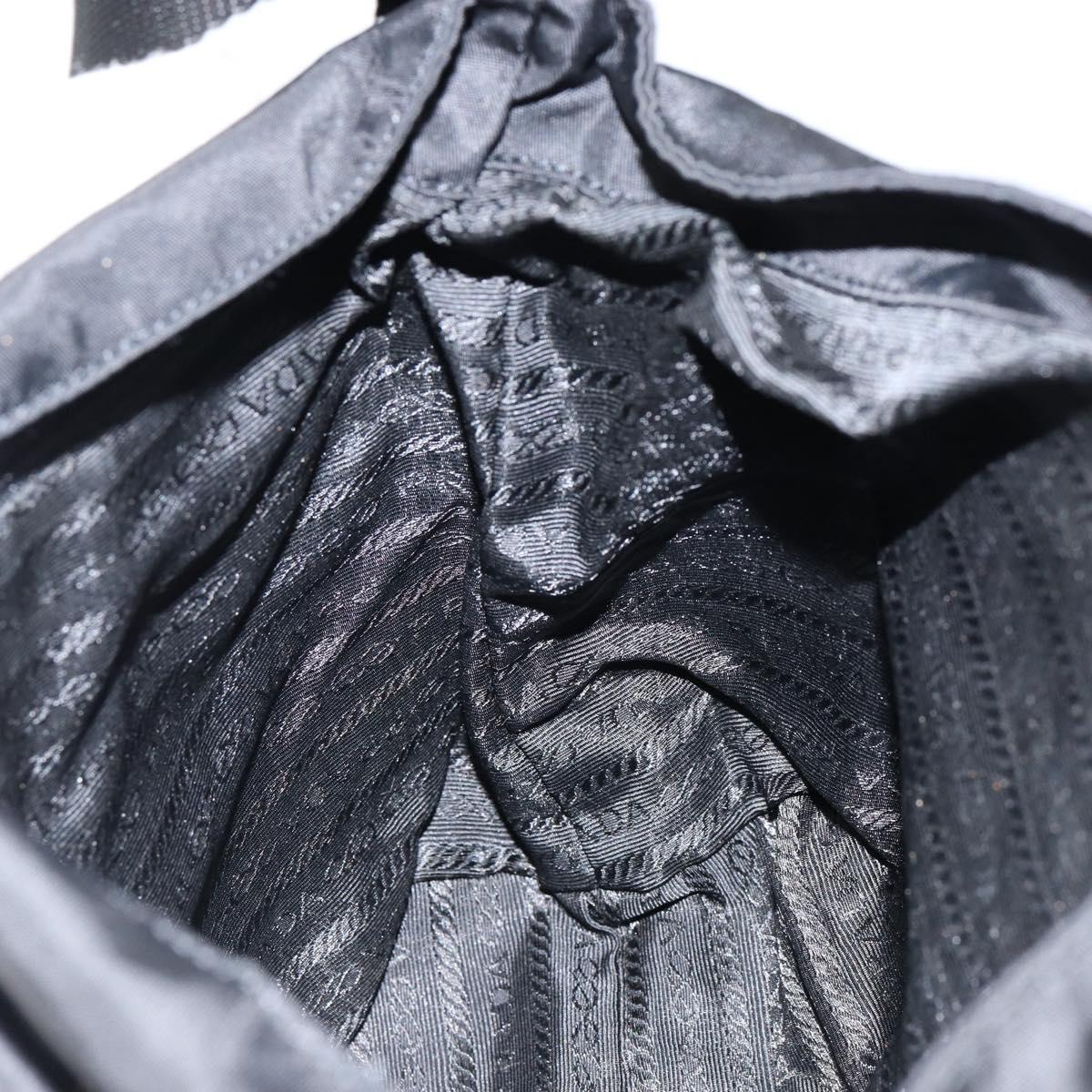 PRADA Shoulder Bag Nylon Black Silver Auth 149653