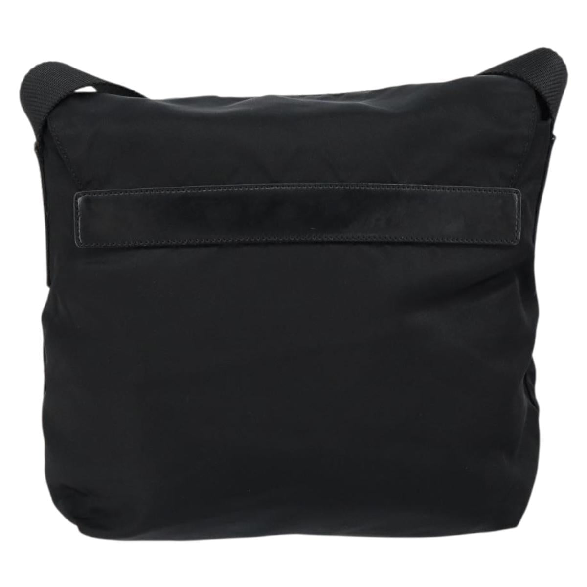 PRADA Shoulder Bag Nylon Black Silver Auth 149653