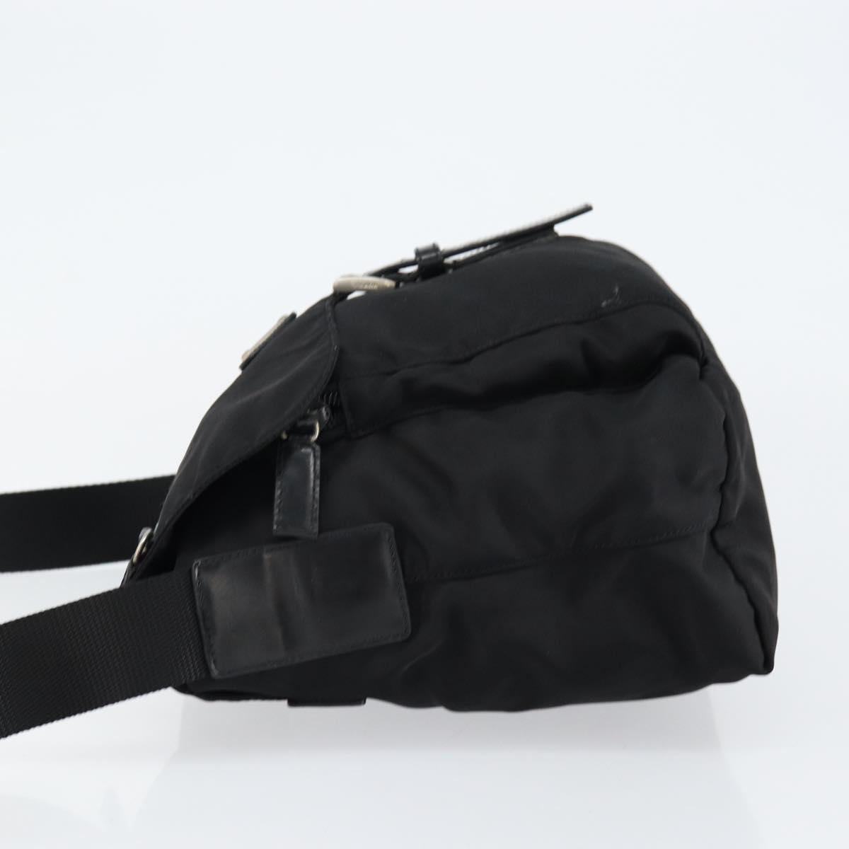 PRADA Shoulder Bag Nylon Black Silver Auth 149653
