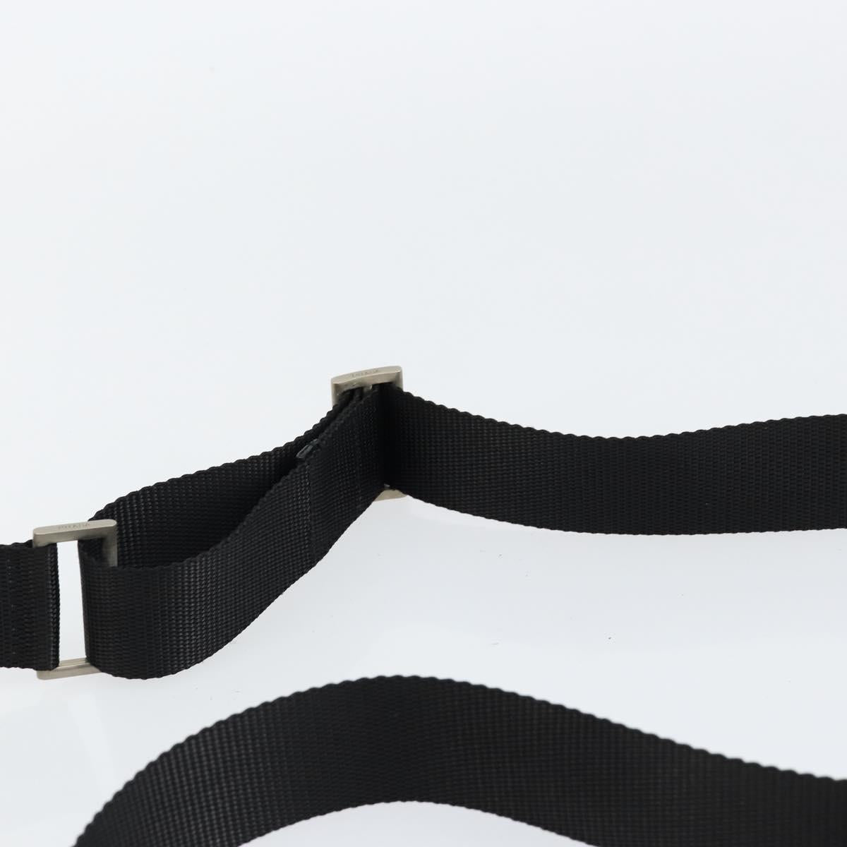 PRADA Shoulder Bag Nylon Black Silver Auth 149653