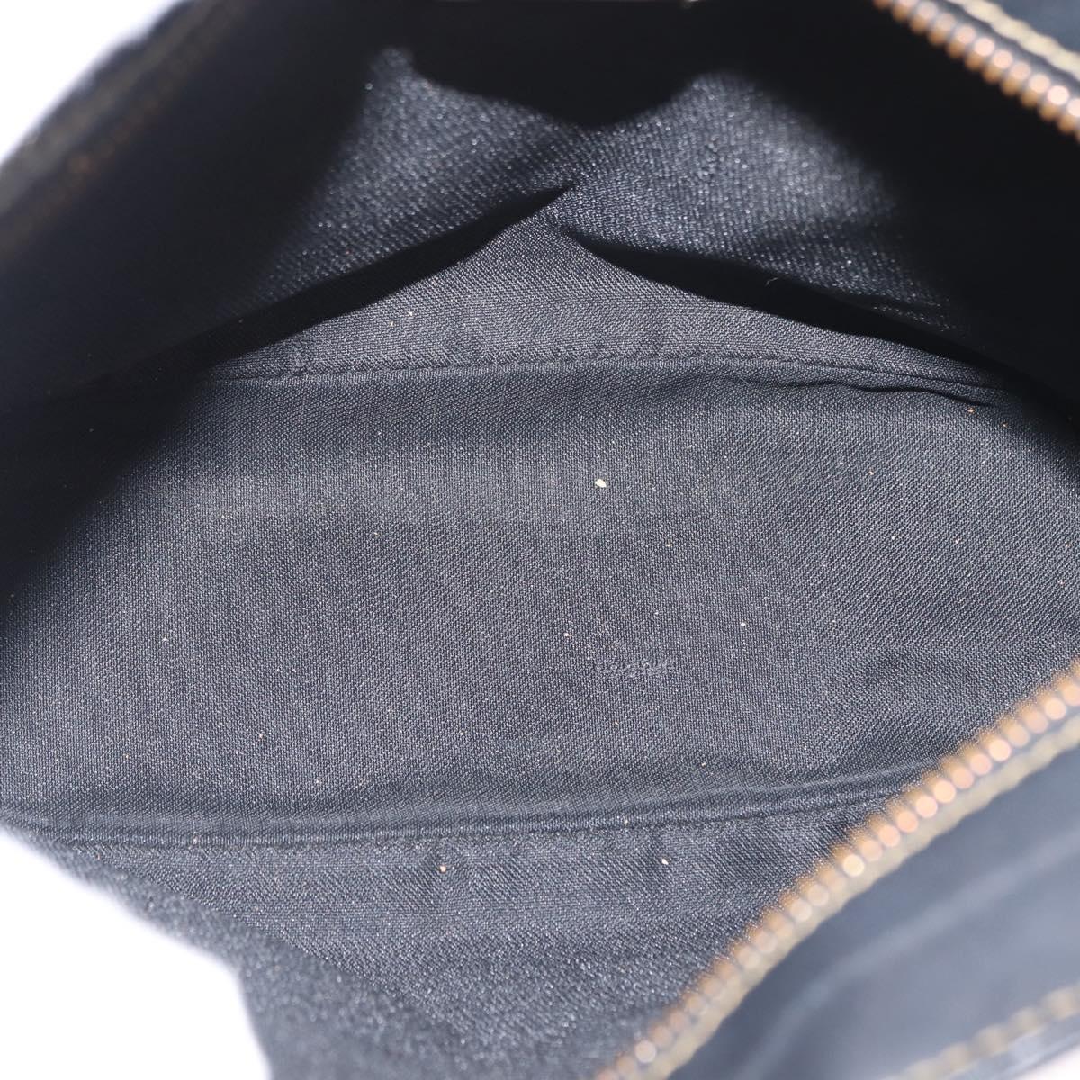 FENDI Pecan Canvas Shoulder Bag PVC Black Brown gold Auth 149654