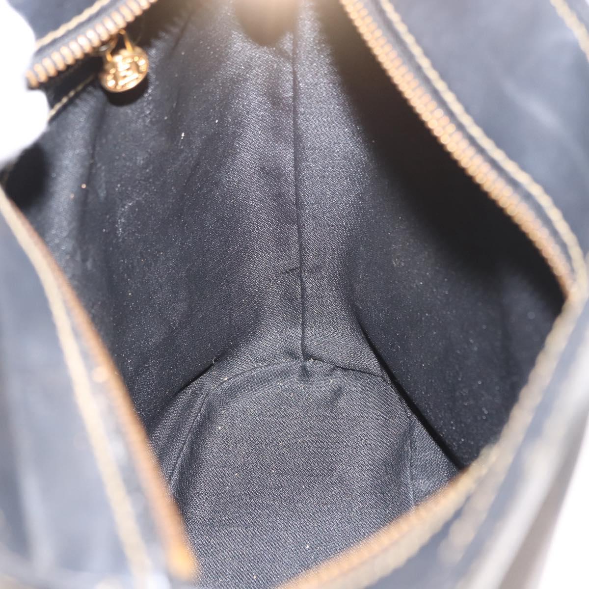 FENDI Pecan Canvas Shoulder Bag PVC Black Brown gold Auth 149654