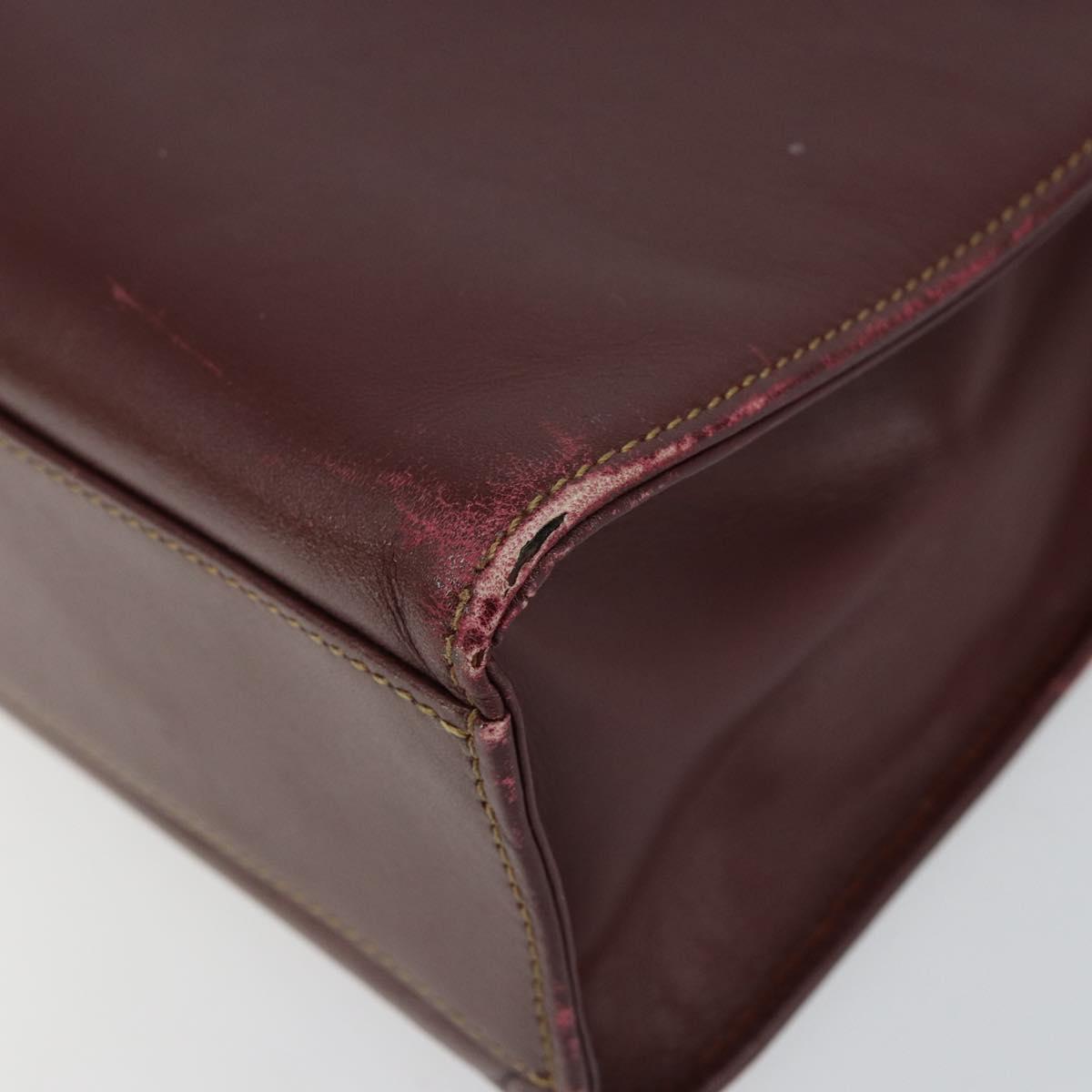 CARTIER Must Line Hand Bag Leather Bordeaux Gold Auth 149664