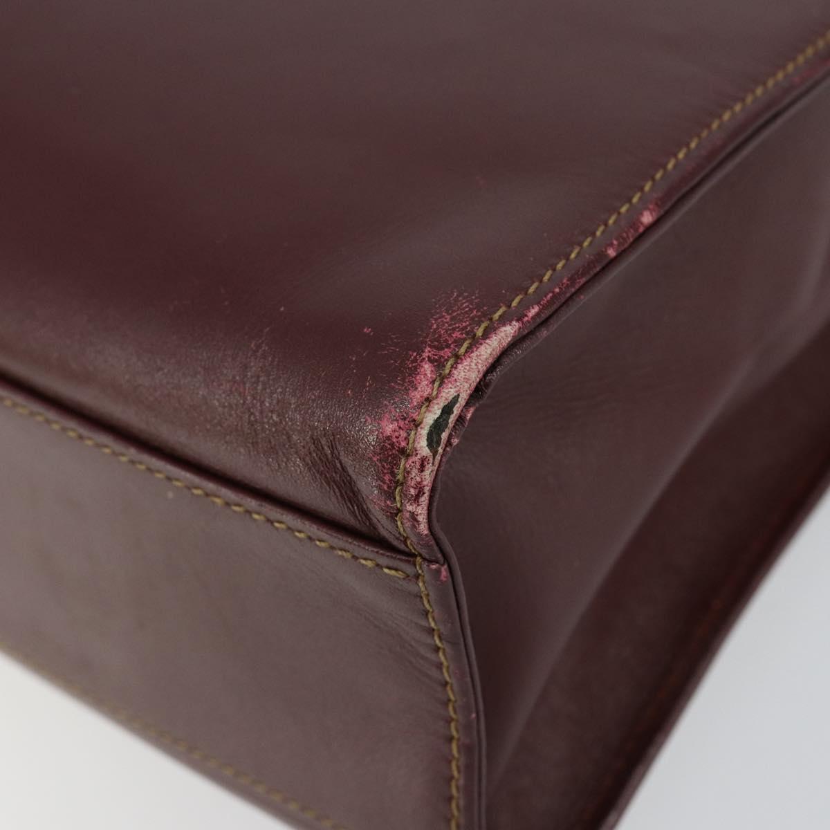 CARTIER Must Line Hand Bag Leather Bordeaux Gold Auth 149664