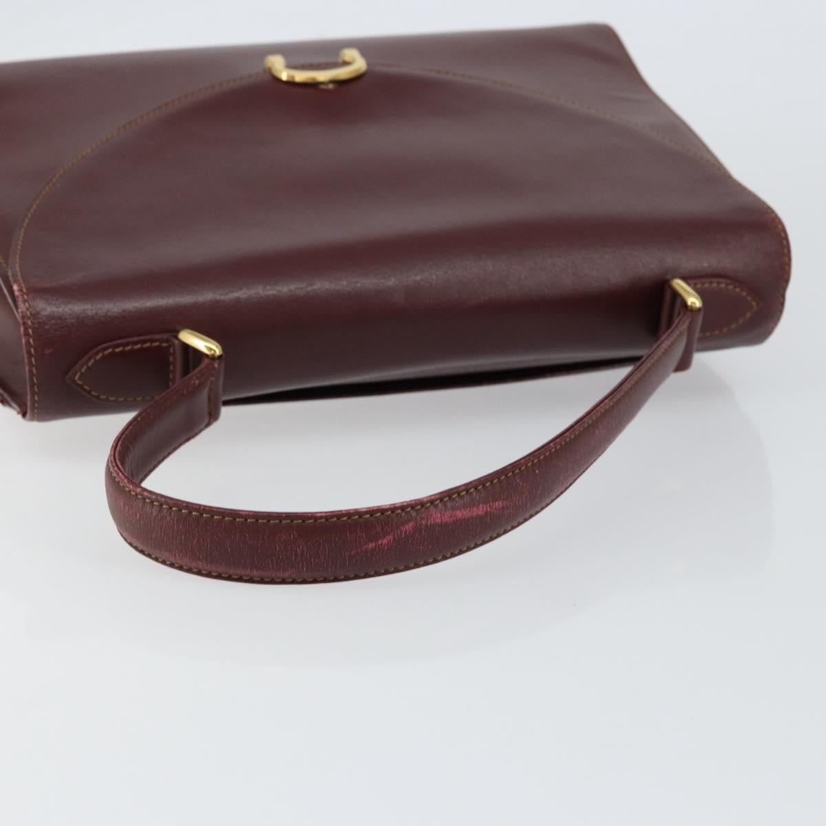 CARTIER Must Line Hand Bag Leather Bordeaux Gold Auth 149664