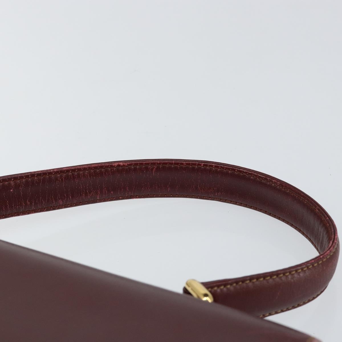 CARTIER Must Line Hand Bag Leather Bordeaux Gold Auth 149664