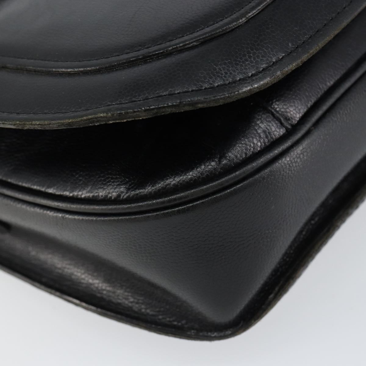 SAINT LAURENT Shoulder Bag Leather Black Gold Auth 149666