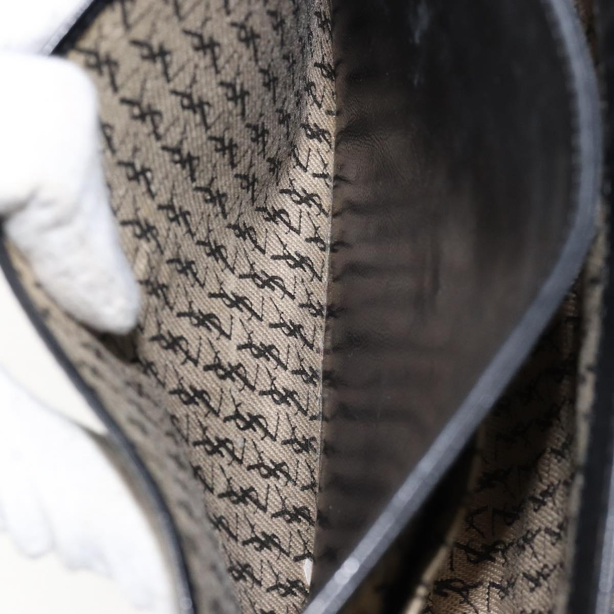 SAINT LAURENT Shoulder Bag Leather Black Gold Auth 149666