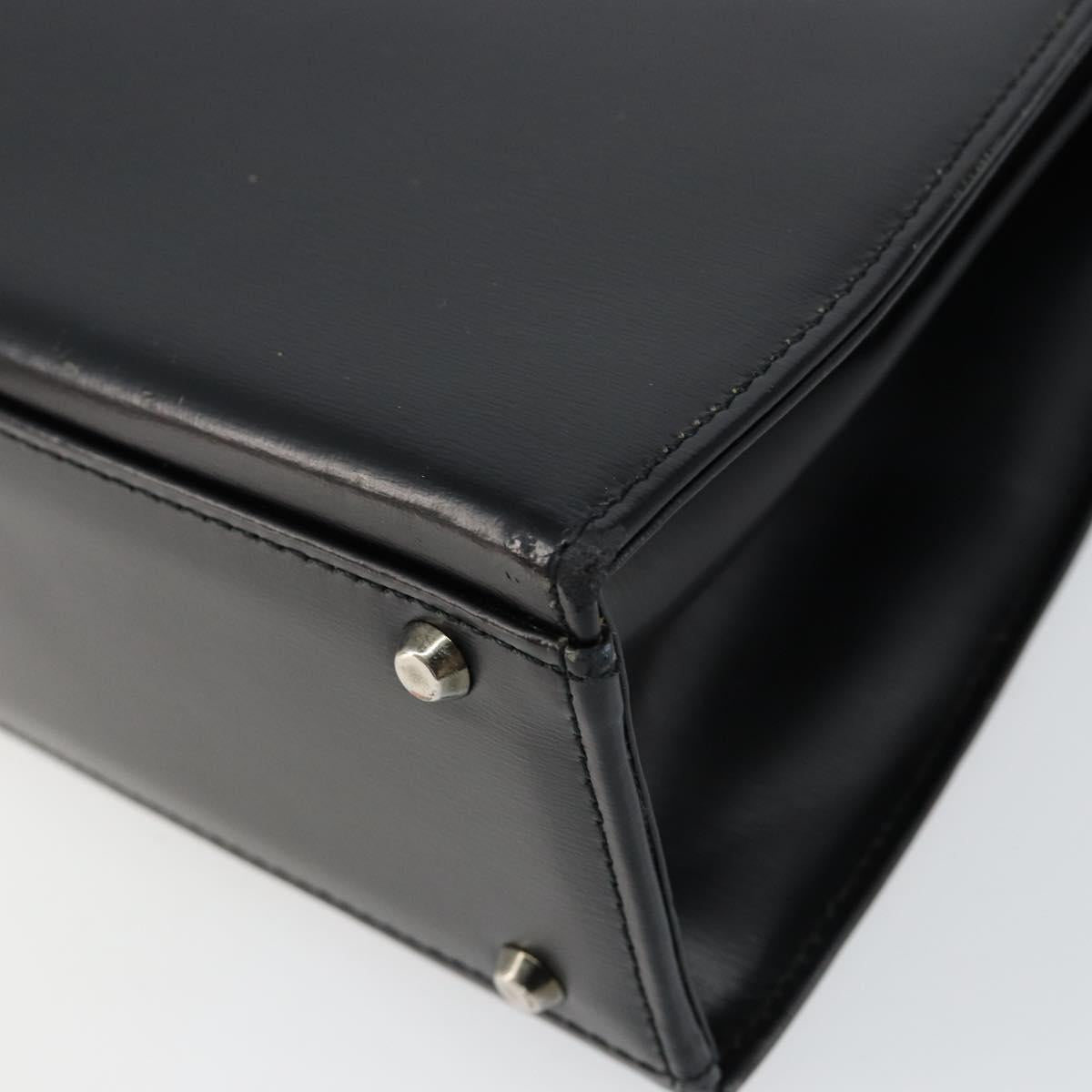 GIVENCHY Hand Bag Leather Black Gold Auth 149668